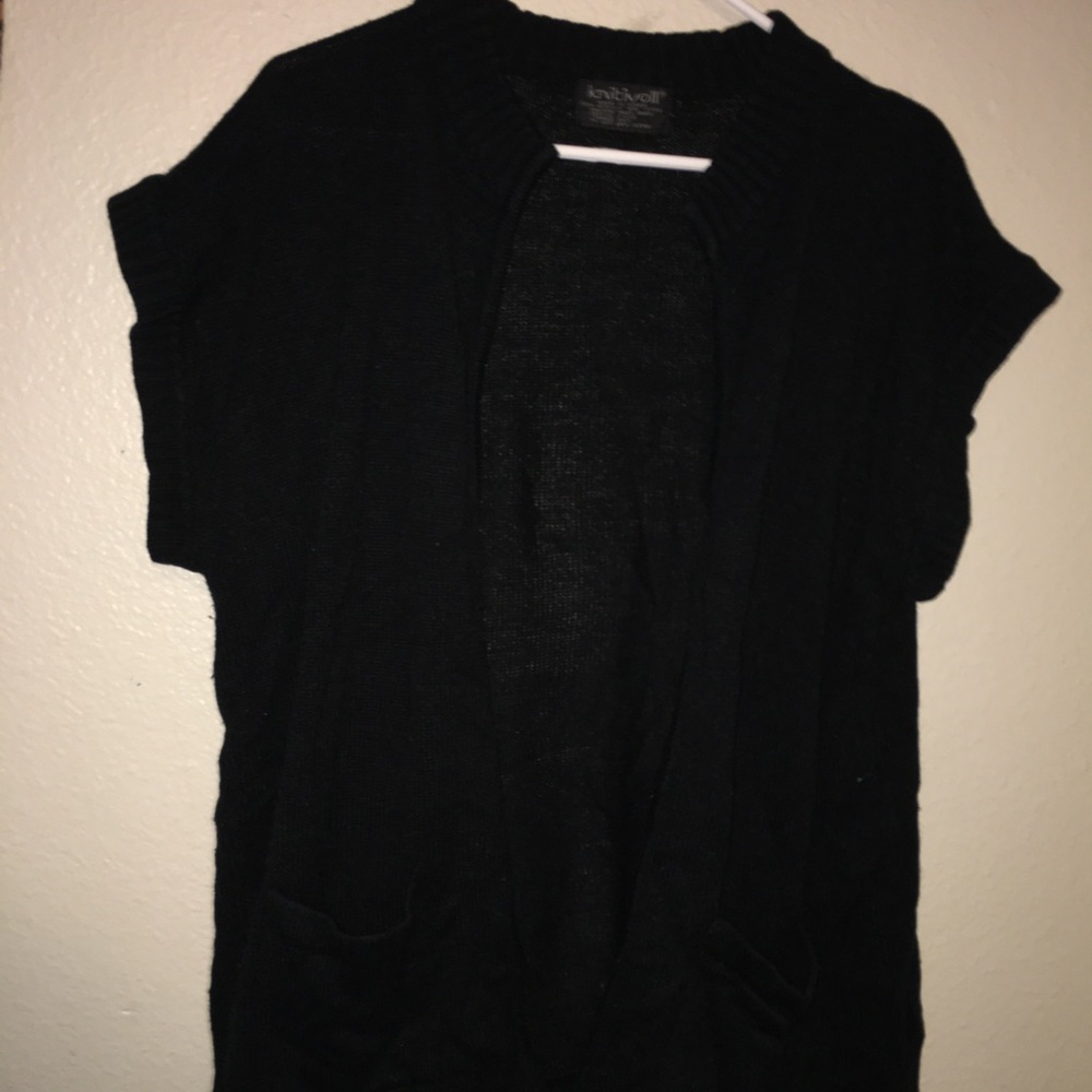 short sleeved vest cartigan with pockets